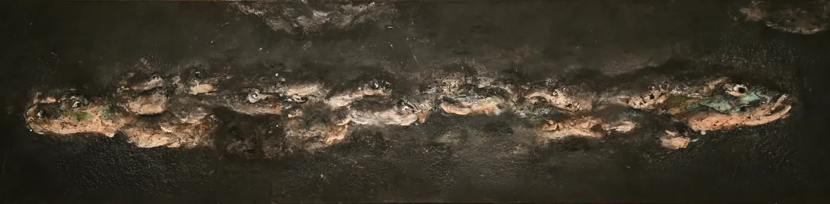Morgengrauen an der Front I, 58 x 238 cm, aus der Werkgruppe „Wolkenbilder“ von Andre Willi