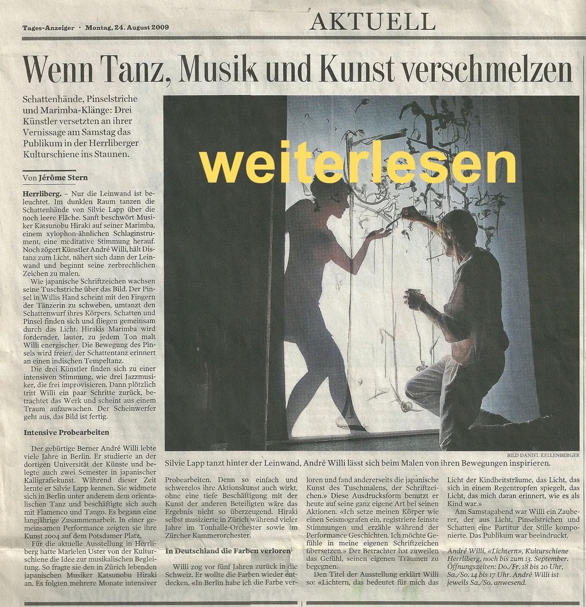 Arbeit aus der Performance „Lichtern“ von Andre Willi, Bild 2 von 12